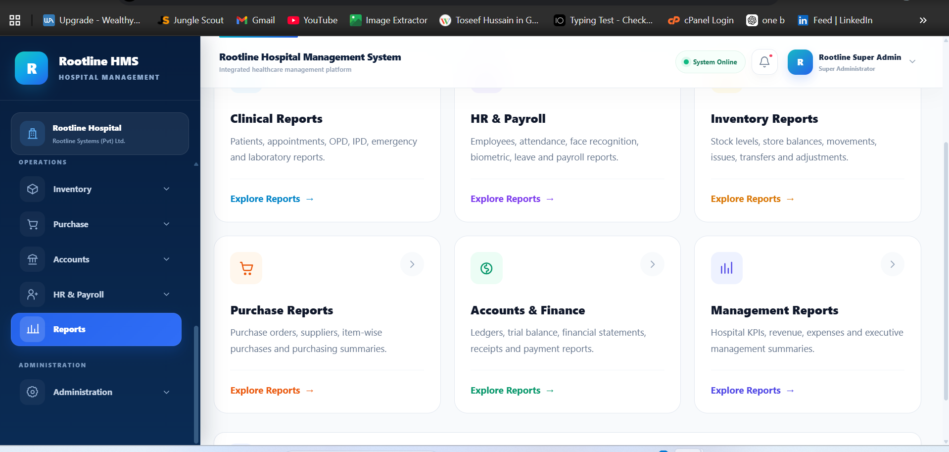 Rootline HMS Reports