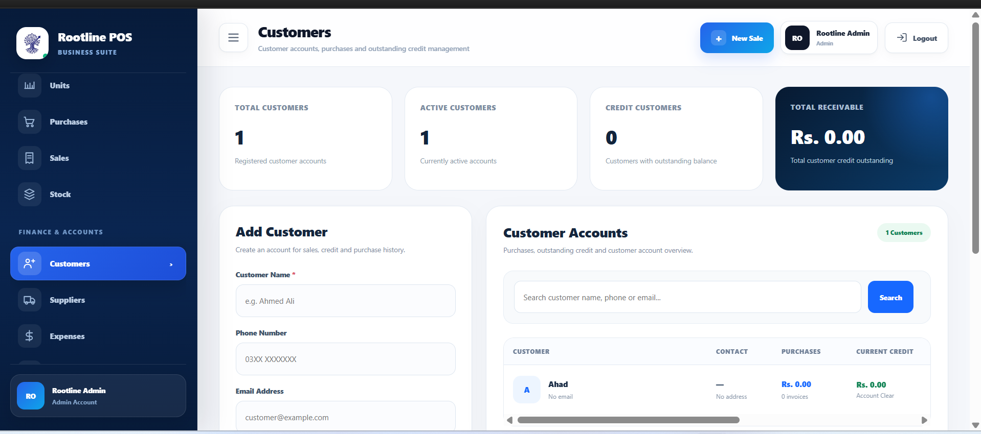 Rootline POS Customer Management