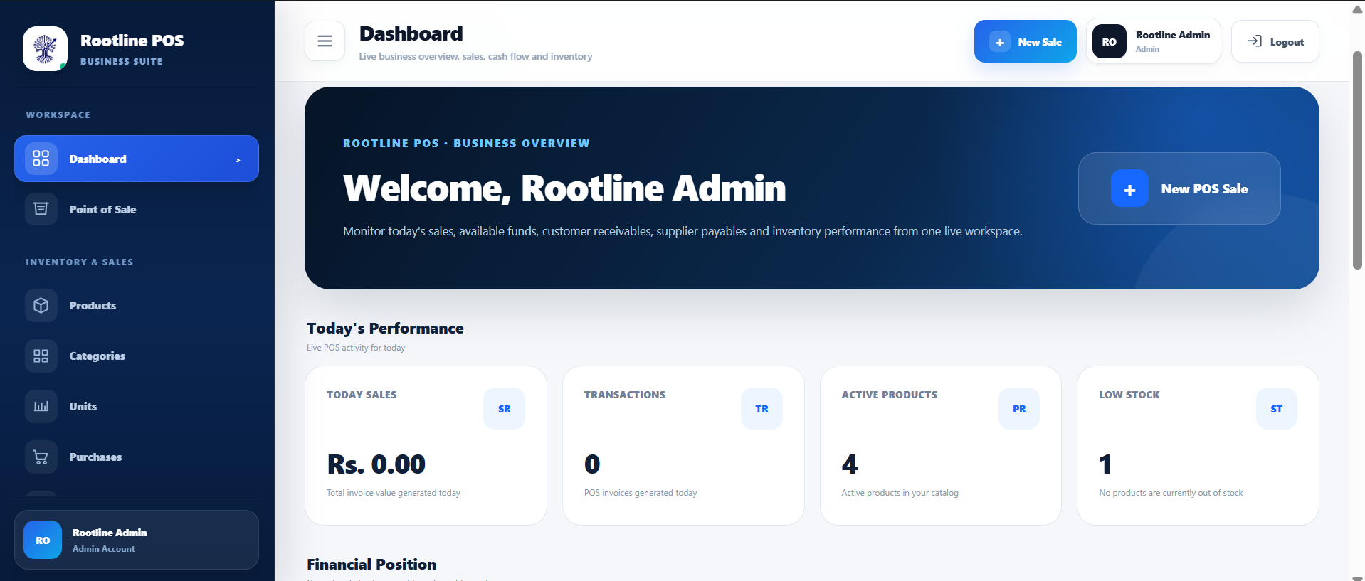 Rootline POS Dashboard