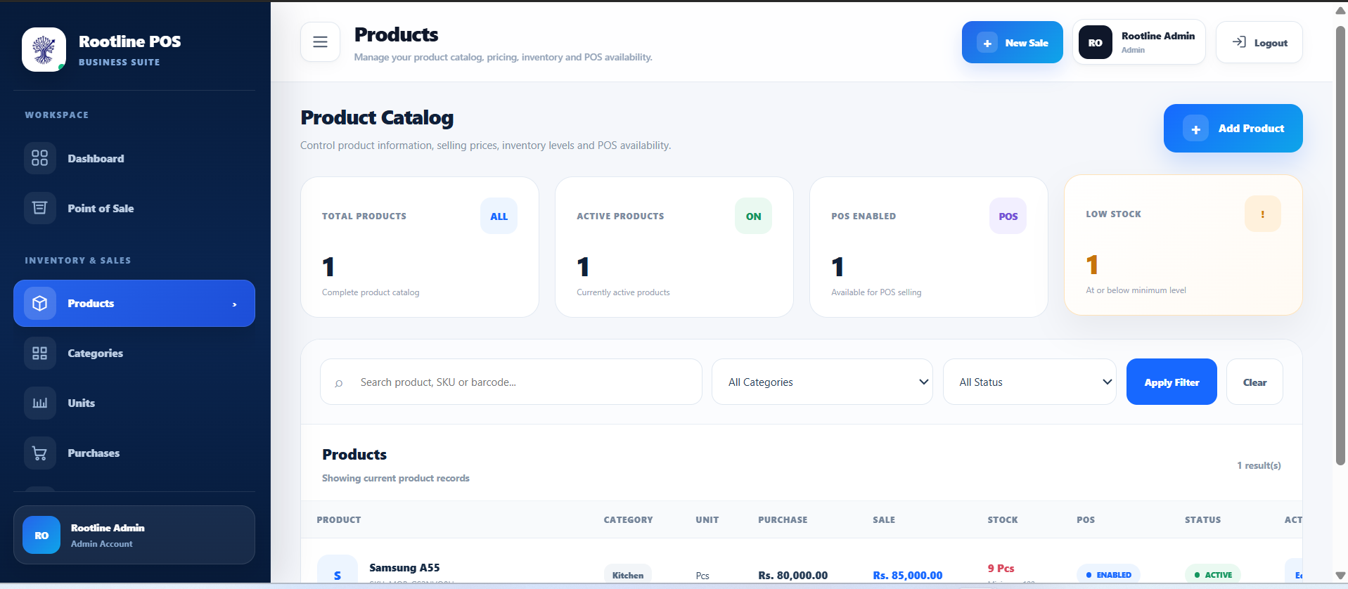 Rootline POS Product Management